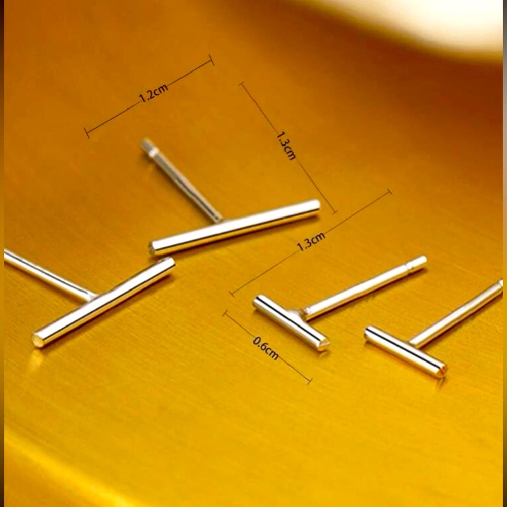 Minimalistic [SILVER] Simple Modern Bar Stud Set | 2 Pairs! - Picture 10 of 11